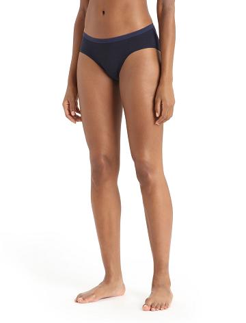 Women's Icebreaker Merino Siren Hipkini Briefs Underwear Midnight Navy | CA 1220KORI